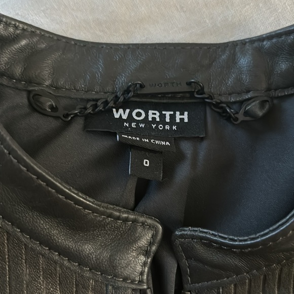 Worth Brown Lined Leather Zip Up Jacket size 0 - Picture 2 of 5